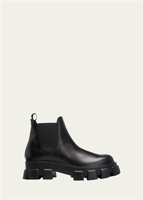 mens prada chelsea boots|monolith brushed leather chelsea boots.